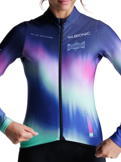 Koszulka termoaktywna damska z długim rękawem X-Bionic Corefusion Ride Warm niebiesko-różowa