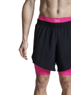 Spodenki termoaktywne X-Bionic Effector 2in1 do biegania czarno-różowe