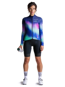 Koszulka termoaktywna damska z długim rękawem X-Bionic Corefusion Ride Warm niebiesko-różowa