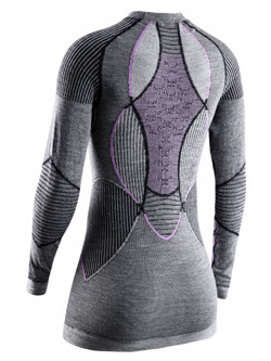 Koszulka damska z długim rękawem X-Bionic Apani Merino 4.0 czarno-szaro-różowy