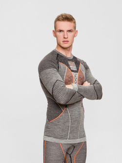 Koszulka z długim rękawem X-Bionic Apani Merino 4.0 czarno-szaro-pomarańczowa