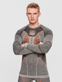 Koszulka z długim rękawem X-Bionic Apani Merino 4.0 czarno-szaro-pomarańczowa