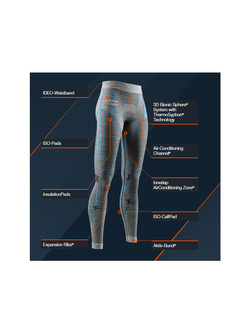 Legginsy termoaktywne damskie X-Bionic Apani Merino 4.0 czarno-szaro-turkusowe