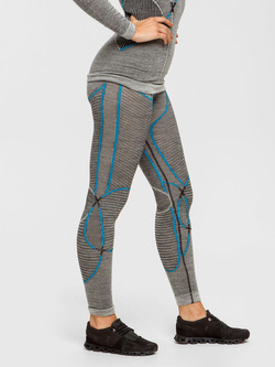 Legginsy termoaktywne damskie X-Bionic Apani Merino 4.0 czarno-szaro-turkusowe