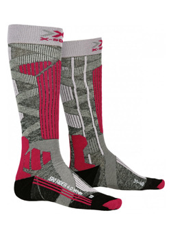 Skarpety damskie X-Socks Ski Rider 4.0 szaro-różowe