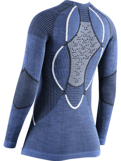 Koszulka termoaktywna z długim rękawem damska X-Bionic Merino 4.0 niebiesko-biała
